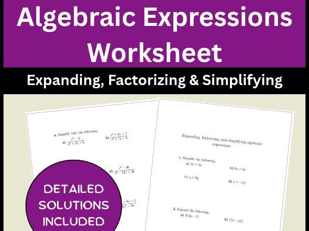 Algebraic Expressions Worksheet | Expanding, Factorizing & Simplifying