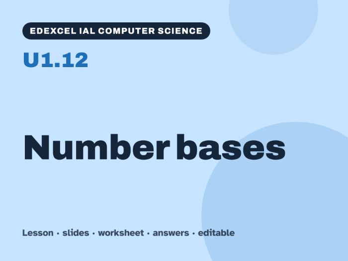 Edexcel IAL Computer Science – U1.12 Number bases – Lesson & Worksheet
