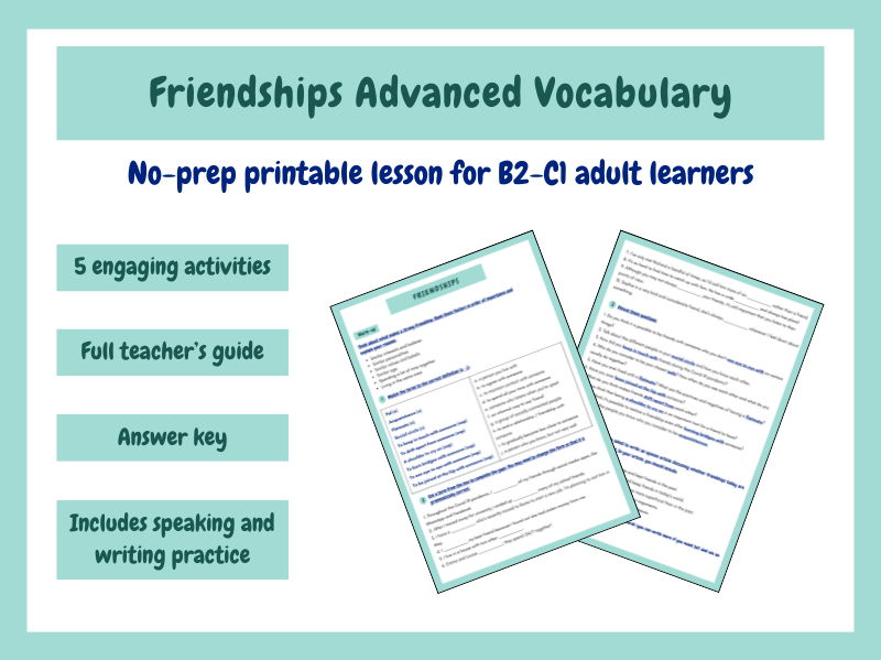 EFL-ESL Advanced Vocabulary Lesson: Friendships