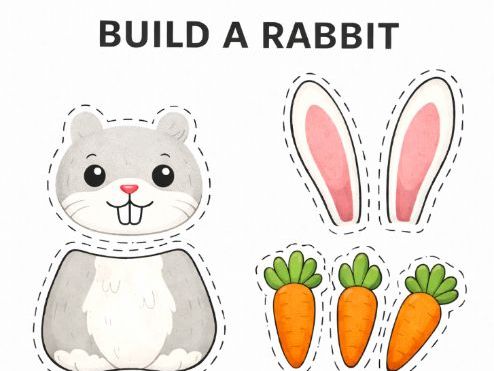 Cut and paste a Bunny Rabbit- Fine Motor Skills EASTER