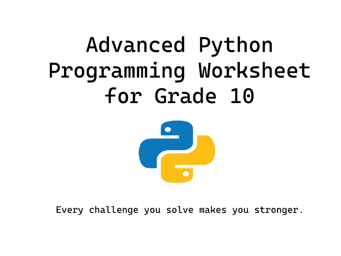 Advanced Python Worksheet for Grade 10
