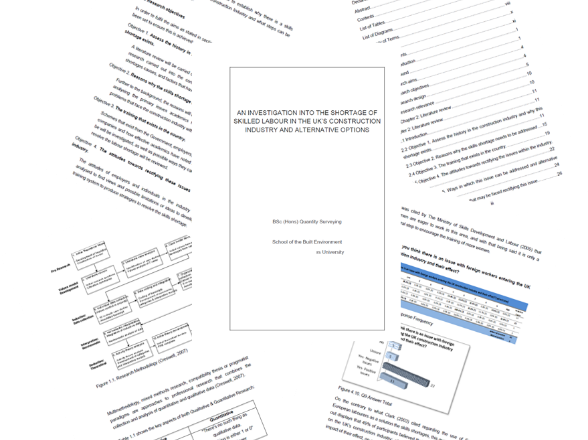BSc Quantity Surveying Dissertation - Dissertation Guide/Help/Content - UK University Degree