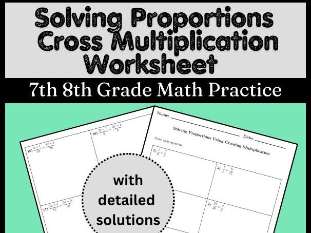 Solving Proportions Cross Multiplication Worksheet | 7th 8th Grade Math Practice