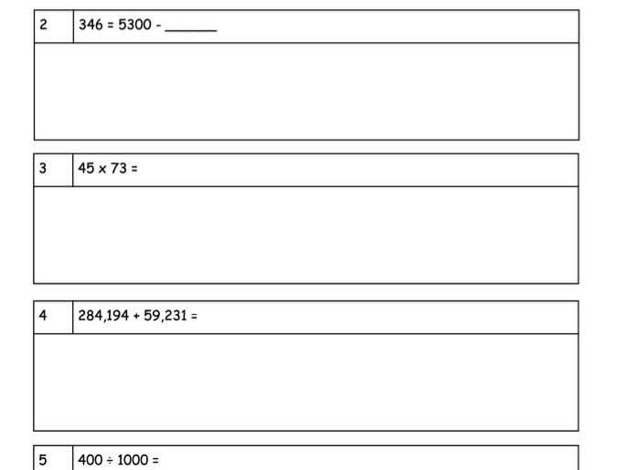 Arithmetic Questions - Year 6