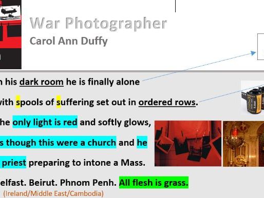 War Photographer Fully Annotated Poem 7+ Analysis