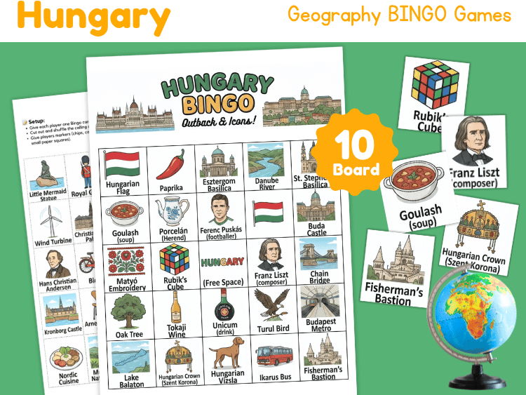Hungary Geography Bingo Game | Culture, Landmarks & Country Study
