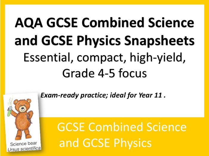 AQA GCSE Combined Science Physics SnapSheets:  Exam Essentials