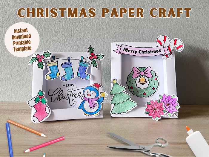 3D Christmas Paper Frame DIY Project for kids