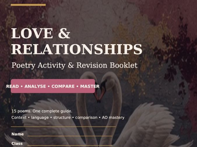 AQA Love and Relationships Poetry Activity Booklet