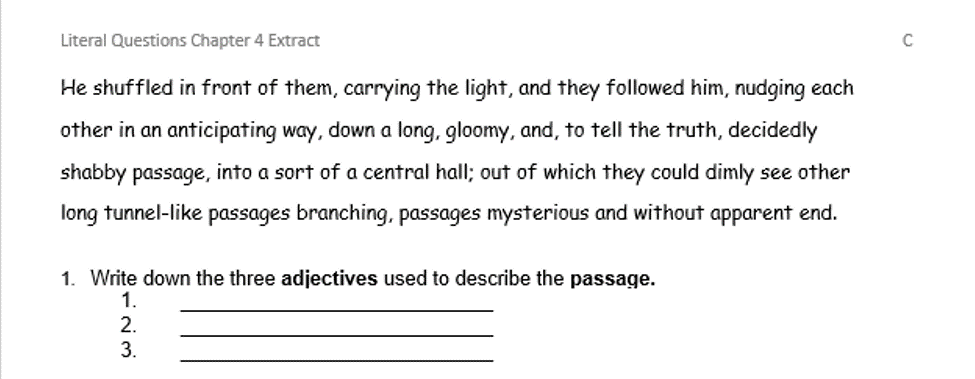 The Wind in the Willows Year 4 Literal Retrieval Reading Comprehension