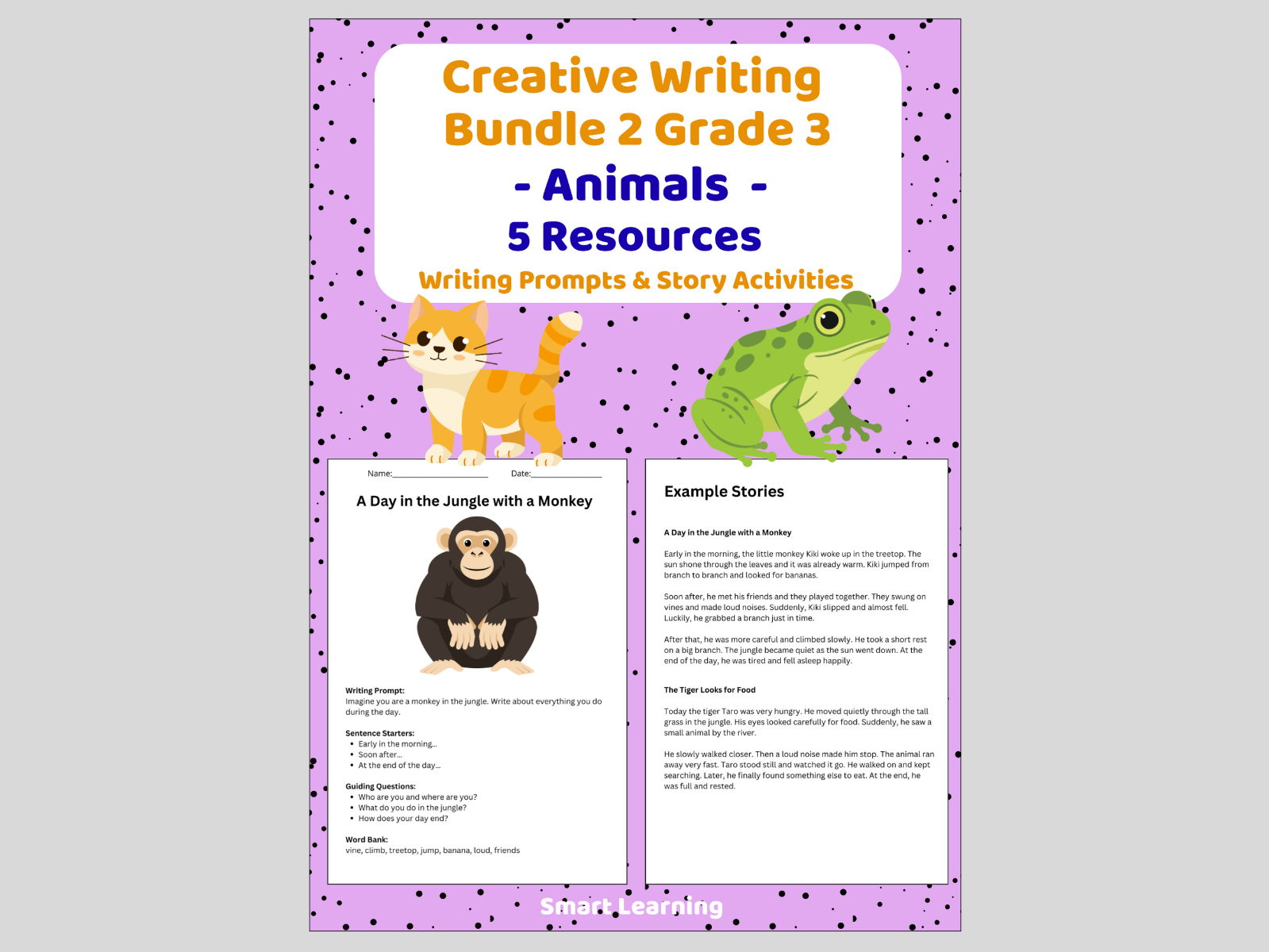 Creative Writing Bundle Grade 3 Animals | Writing Prompts & Story Activities