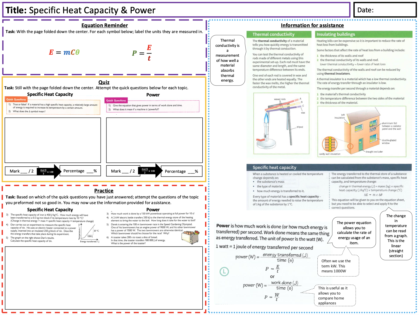 GCSE AQA Physics Topic 1 Energy; Full Scheme of Work | Teaching Resources