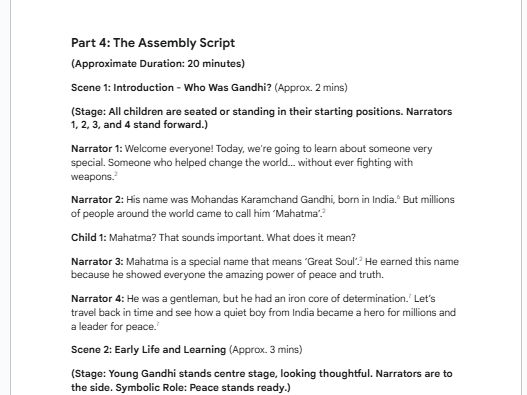 Mahatma Gandhi - Class Assembly Script | Teaching Resources
