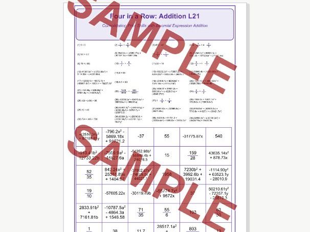 Addition L21 Four in a Row | Binomials