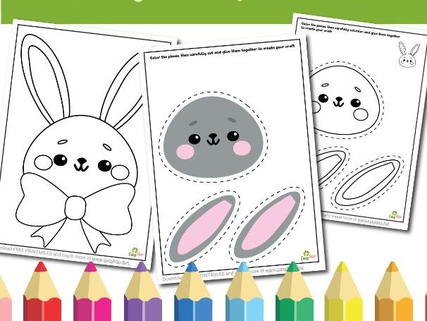 Easter Bunny Art & Craft Printable Pack | Cut, Color, and Glue Activity for Kids |