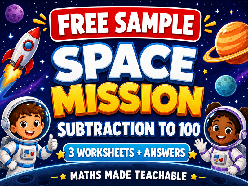 FREE Subtraction to 100 Worksheets – Space Theme | KS1, Year 2/3 & Primary 3/4