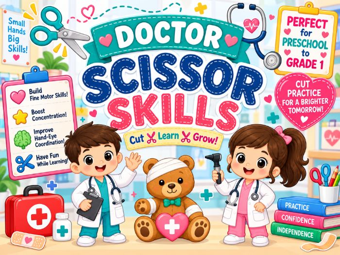 Doctor Scissor Skills Worksheets | Cutting Practice & Fine Motor Activities | Preschool–Grade 1