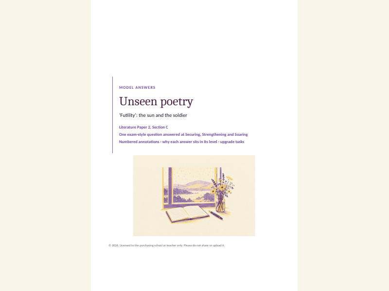 Unseen poetry model answers at three levels: "Futility" by Wilfred Owen