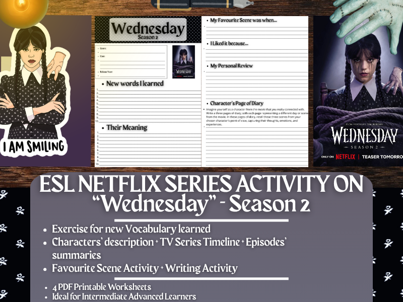 ESL Netflix Series Activity Worksheets - Wednesday - Season 2