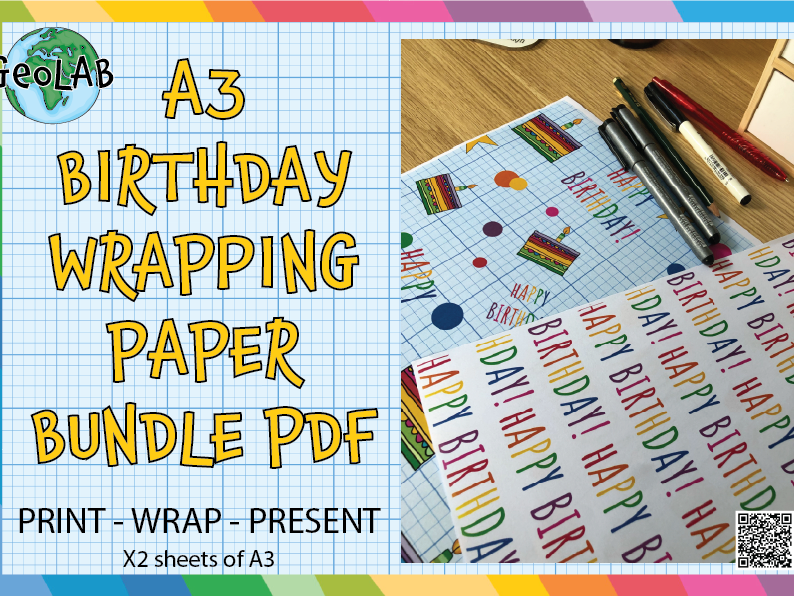 Printable Birthday Wrapping Paper | A3 Classroom Gift Wrap | Teacher Time-Saver