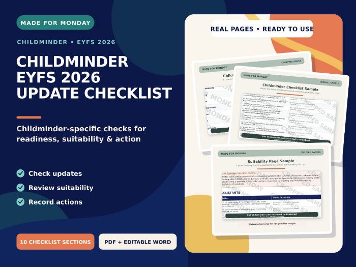 Childminder EYFS 2026 Update Checklist
