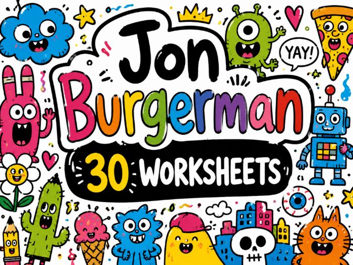 Jon Burgerman Art Worksheets | 30 Creative Drawing Activities | Doodle Art | Character Design | KS2