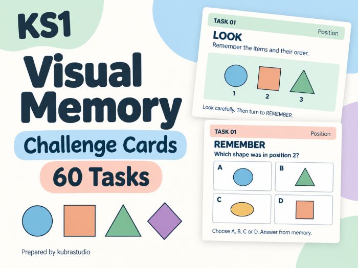 KS1 Visual Memory Challenge Cards – 60 Tasks