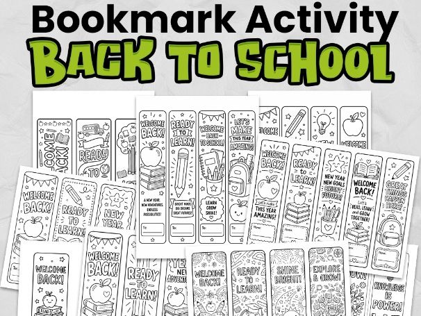 Back to School Bookmarks | 35 Printable Colouring Bookmarks for Primary