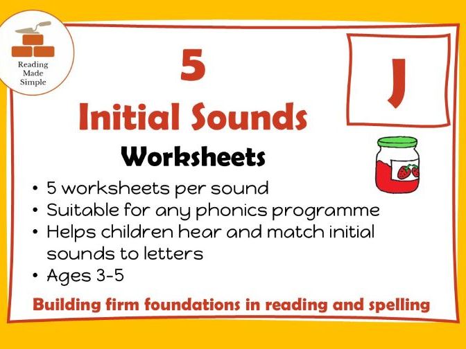Jj Initial Sounds | 5 Worksheets