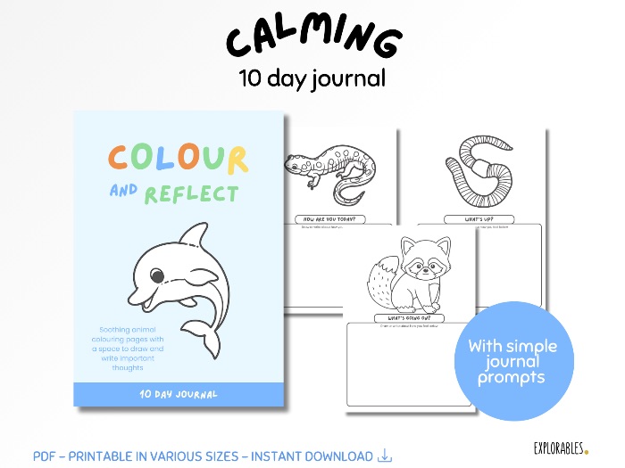 Calming Journal For Kids Journal Prompts Digital Download Soothing Kids Activities Calm Corner