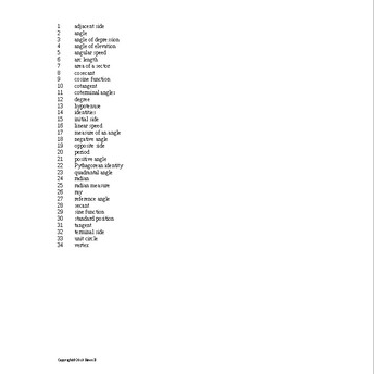 Trigonometric Functions Word Scramble for a Pre. Calculus Course ...