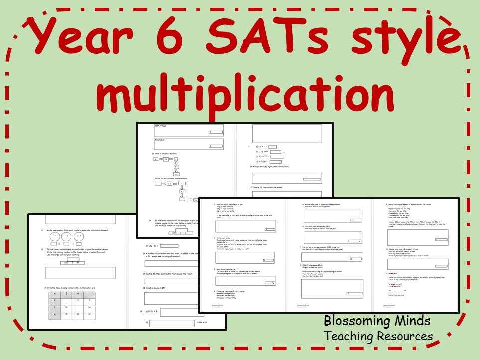 ks2 year 6 sats maths revision multiplication word problems and