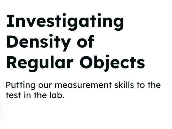 Y8  - Matter - Density of Regular Objects