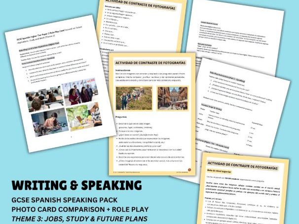 GCSE Spanish Speaking Skills Photo Comparison & Role-Play Study & Work