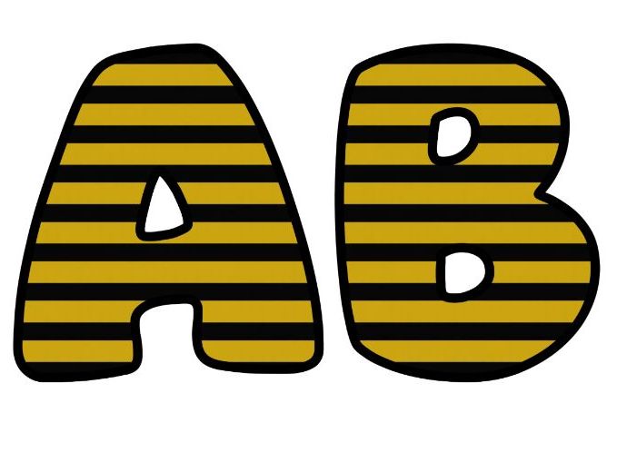 Black Yellow Stripes Classroom Display Lettering Set | Upper & Lowercase Letters, 0-9 and Signs