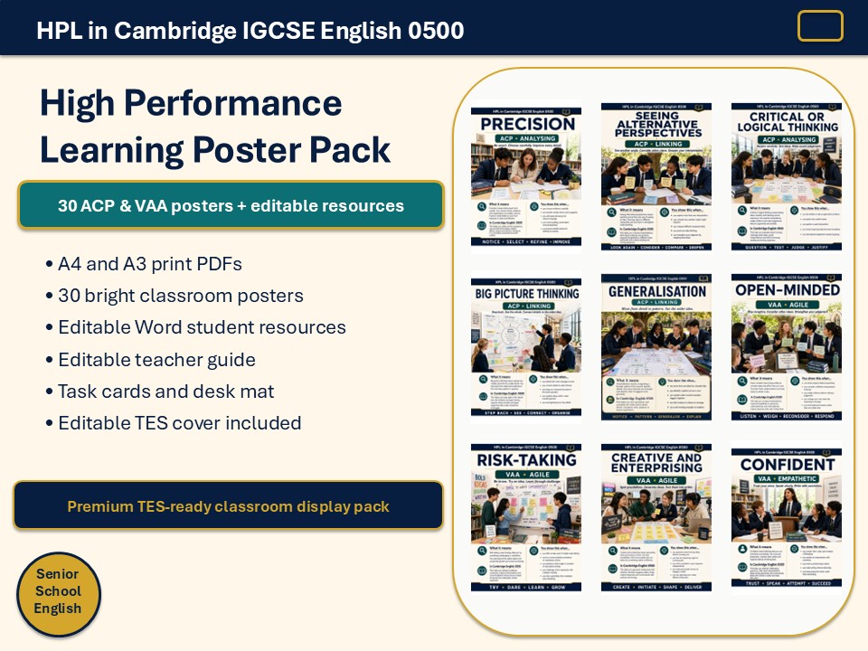 HPL Poster Pack and resources for Senior School English studies (works for CIE 0500)
