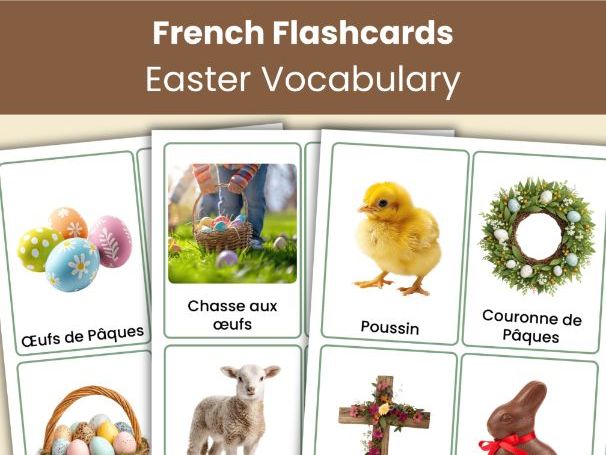 French Easter Flashcards | 28 Printable Vocabulary Picture Cards