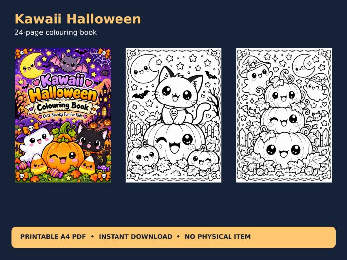 Kawaii Halloween Colouring Book for Kids