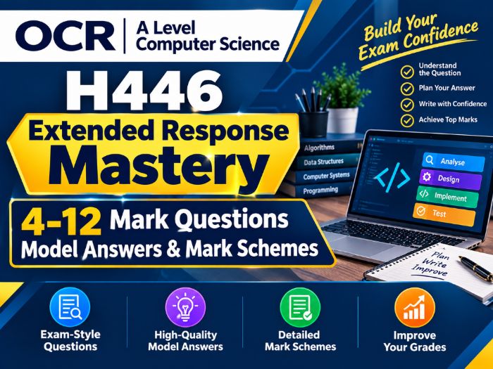 OCR A-Level CS H446 Extended Response Mastery | 4–12 Mark Questions | Model Answers & Mark Schemes