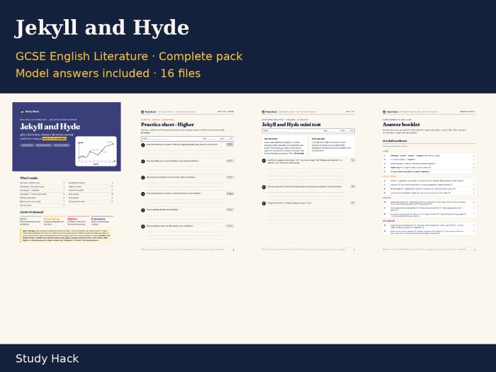 GCSE English Literature Jekyll and Hyde Complete Revision and Teaching Pack