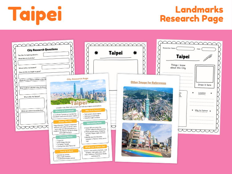 Taipei City Research Project | Landmarks & Geography Worksheets