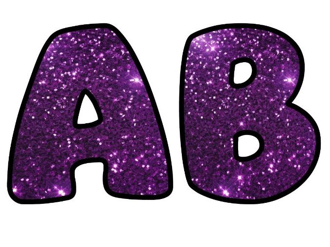 Shiny Glitter Art Purple Classroom Display | Lettering Set | Whole Alphabet A-Z and 0-9