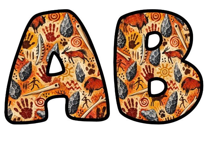 Cave Art Stone Age Bubble Letters | History Topic Bulletin Board Letters | Classroom Display Pack