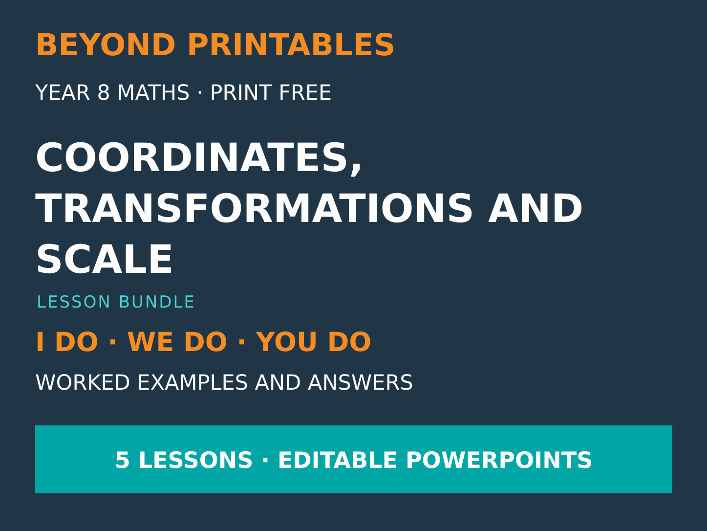 Coordinates, Transformations and Scale Bundle | I Do, We Do, You Do | Year 8 Maths | Print Free