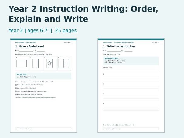 Year 2 Instruction Writing: Order, Explain and Write
