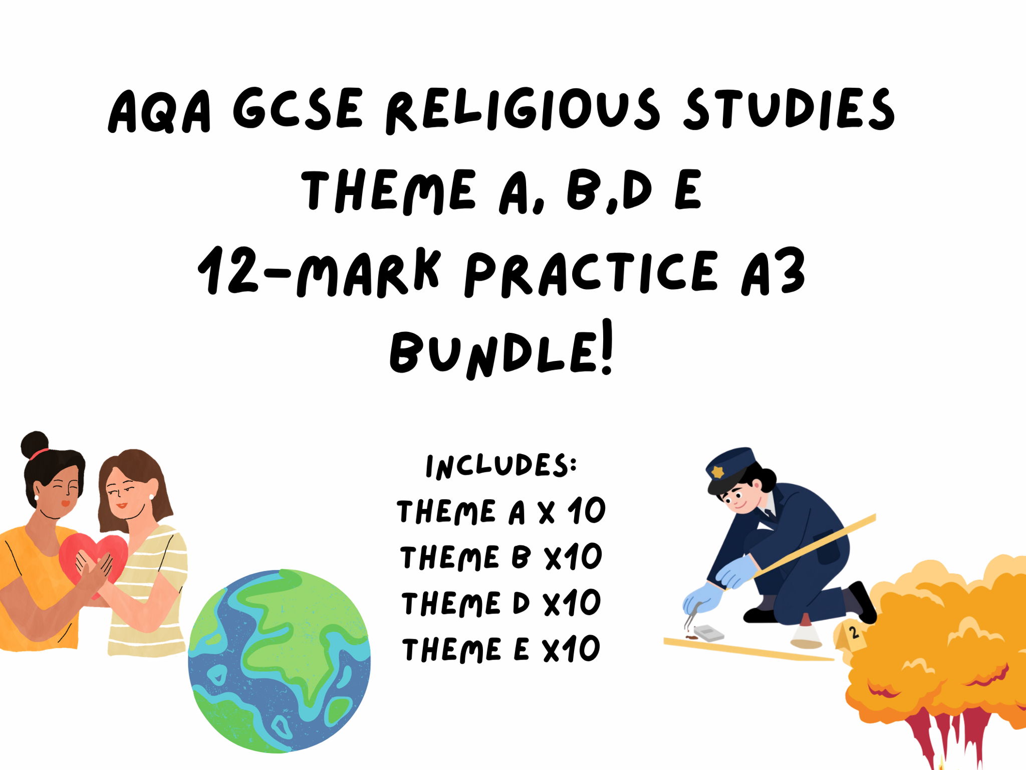 AQA GCSE RS 12-Mark Bundle: Themes A, B, D & E