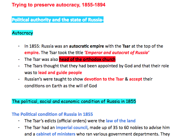 AQA A Level History Tsarist and Communist Russia, 1855–1894