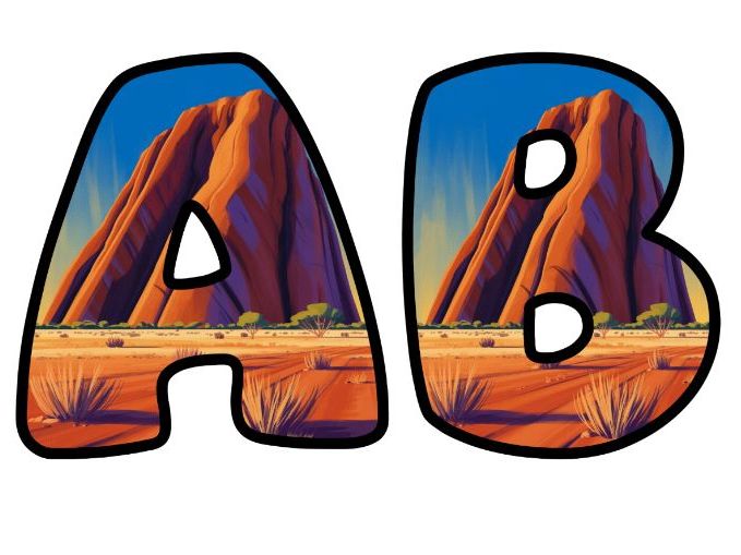 Uluru Sunset Skies Alphabet Letters | Classroom Display, A-Z 0-9
