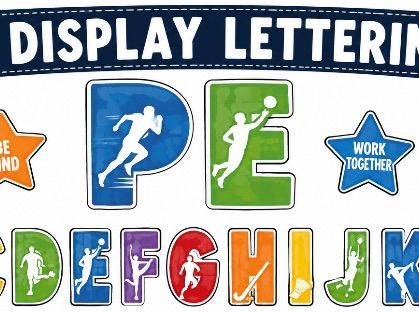 PE Display Lettering | Printable multi-coloured Alphabet Display | Classroom Bulletin Board Letters
