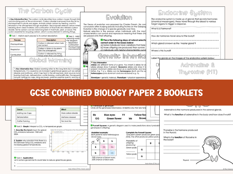 AQA GCSE Combined Biology - Paper 2 Revision Booklets
